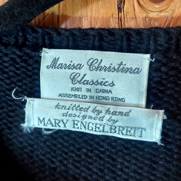 Marisa Christina Classics Vtg Black/Multi Knit Santa Claus & Reindeer Sweater - Picture 3 of 13